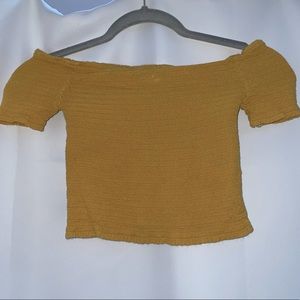Yellow scrunched crop top